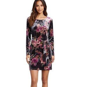 Dress Forum Floral Crushed Velvet Long Sleeve Mini Dress